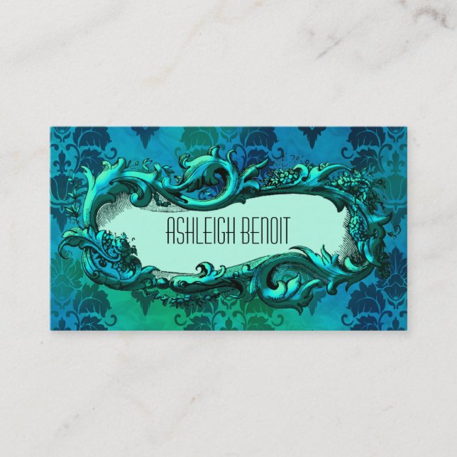 Elegant Frame Damask Business Card (Front)