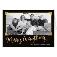 Elegant Frame Faux Gold Merry Everything Photo Card