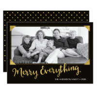 Elegant Frame Faux Gold Merry Everything Photo Card