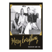 Elegant Frame Faux Gold Merry Everything Photo Magnetic Card
