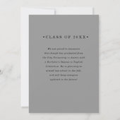 Elegant Frame | Gray and Black Photo Graduation Announcement (Back)