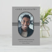 Elegant Frame | Gray and Black Photo Graduation Announcement (Standing Front)
