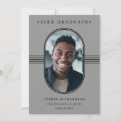 Elegant Frame | Gray and Black Photo Graduation Announcement (Front)