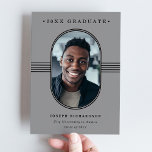 Elegant Frame | Gray and Black Photo Graduation Announcement<br><div class="desc">These elegant 2023 graduation announcement cards feature a rounded black frame surrounding your personal photo, with matching geometric lines and modern text on a gray background. You can easily change the wording on the back of the card to make it either a graduation announcement or a grad party invitation. The...</div>
