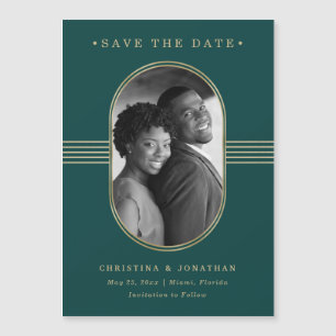 Elegant Frame   Green and Gold Save the Date