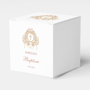 Elegant Frame Holy Cross Baptism Cube Favor Boxes