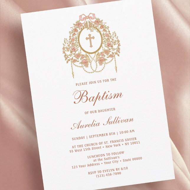 Elegant Frame Holy Cross Baptism Invitation (Creator Uploaded)
