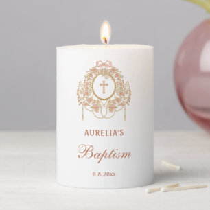 Elegant Frame Holy Cross Baptism Pillar Candle