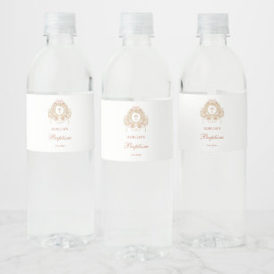 Elegant Frame Holy Cross Baptism Water Bottle Label