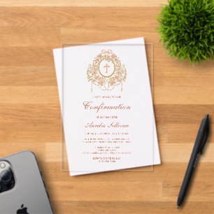 Elegant Frame Holy Cross Confirmation Acrylic Invitations