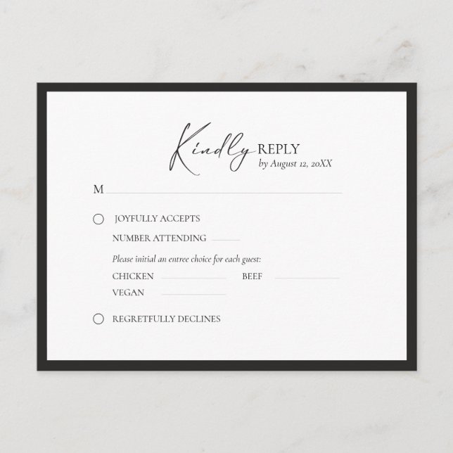 Elegant Frame Modern RSVP Announcement Postcard (Front)