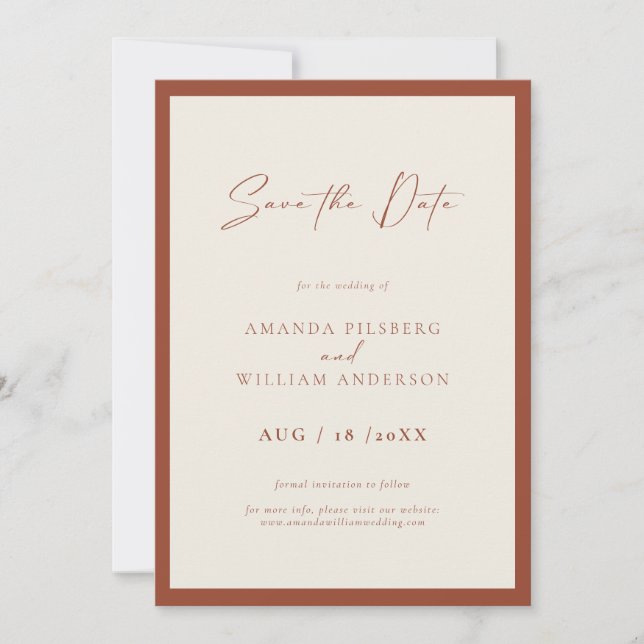 Elegant Frame Modern Save The Date Card (Front)