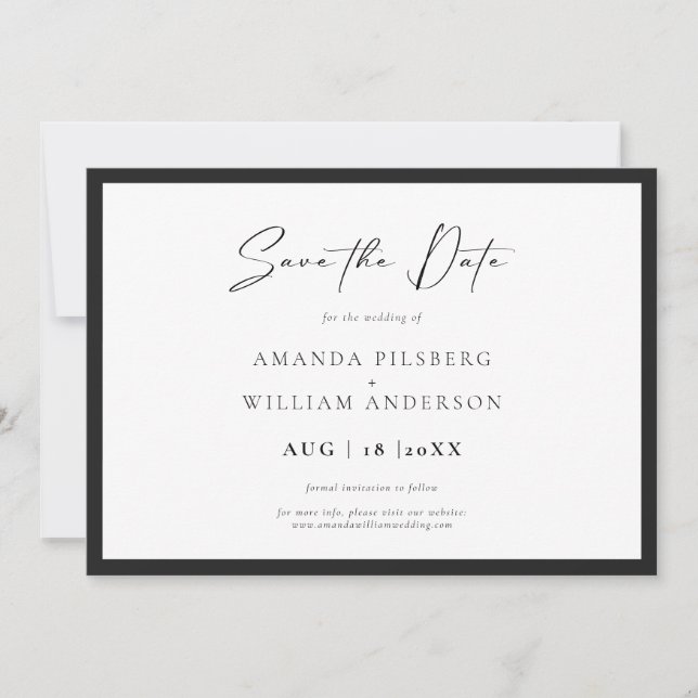 Elegant Frame Modern Save The Date Card (Front)