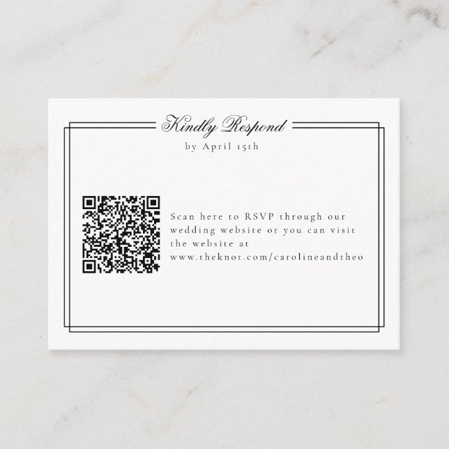 Elegant Frame Monogram QR CodWedding Response Card (Front)