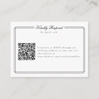 Elegant Frame Monogram QR CodWedding Response Card