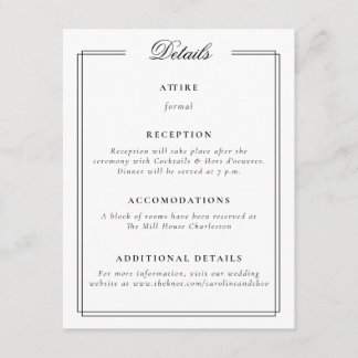 Elegant Frame Monogram Wedding Enclosure Card