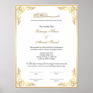 Elegant frame nikah contract poster