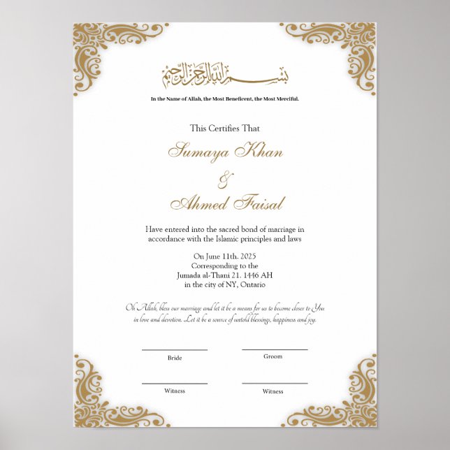 Elegant frame nikah contract poster (Front)