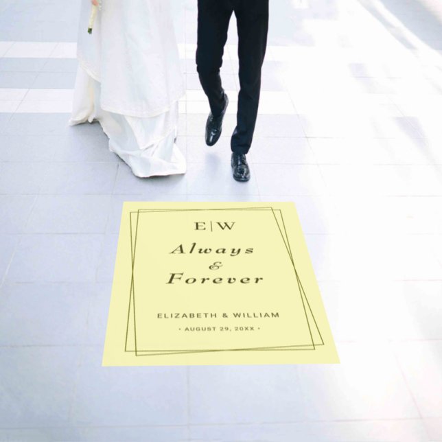 Elegant Frame on Celestial Yellow Monogram Wedding Floor Decals (Wedding)