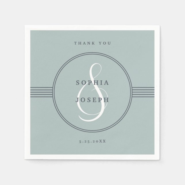 Elegant Frame | Sea Glass Wedding Napkins (Front)