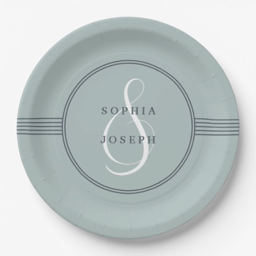 Elegant Frame  Sea Glass Wedding Paper Plates