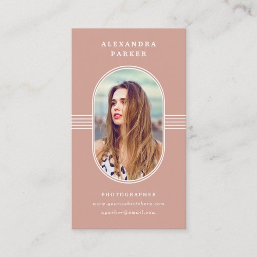 Elegant Frame  Terracotta and White Photo Business Card