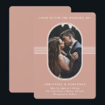Elegant Frame | Terracotta Photo Wedding Invitation<br><div class="desc">These elegant wedding invitations feature a rounded whtie frame surrounding your personal photo,  with matching geometric lines and modern text on a terracotta background. A minimalist and stylish design.</div>