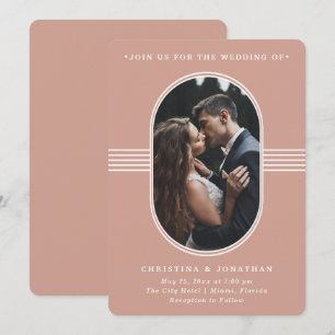 Elegant Frame Terracotta Photo Wedding Invitation