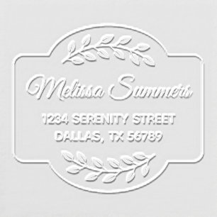 Elegant Framed Double Botanical Wreath Address Embosser