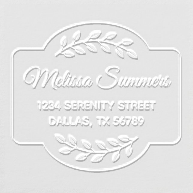 Elegant Framed Double Botanical Wreath Address Embosser (Design)