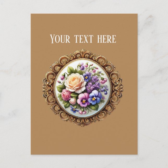 Elegant framed flowers customizable postcard (Front)