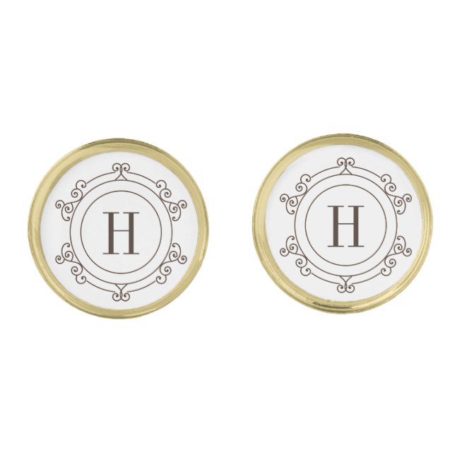 Elegant Framed Monogram Cufflinks (Front)