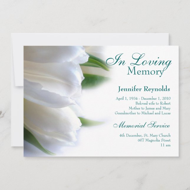 Elegant Framed Photo Memorial Funeral Service Invitation (Front)