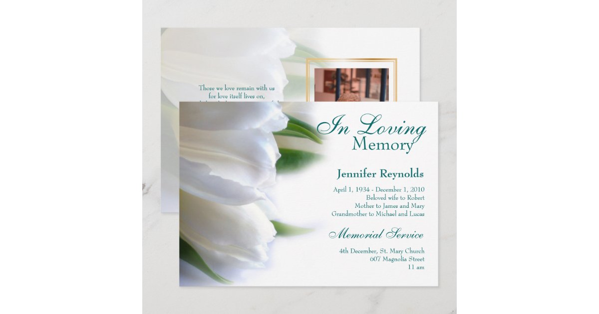 Elegant Framed Photo Memorial Funeral Service Invitation | Zazzle