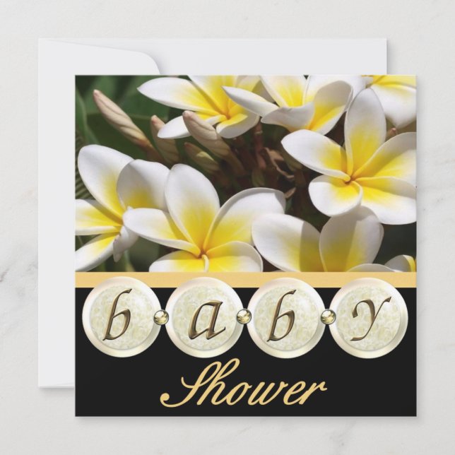 Elegant Frangipani Baby Shower Invitation (Front)