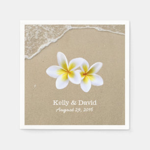 Elegant Frangipani Flowers Beach Wedding Napkins