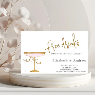 Elegant Free Drinks,Chic Champagne Glass  Invitation