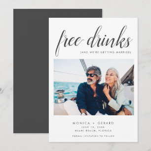 Elegant Free Drinks Photo Wedding  Save The Date