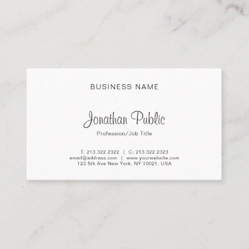 Elegant Freehand Script Modern Simple Plain Cool Business Card