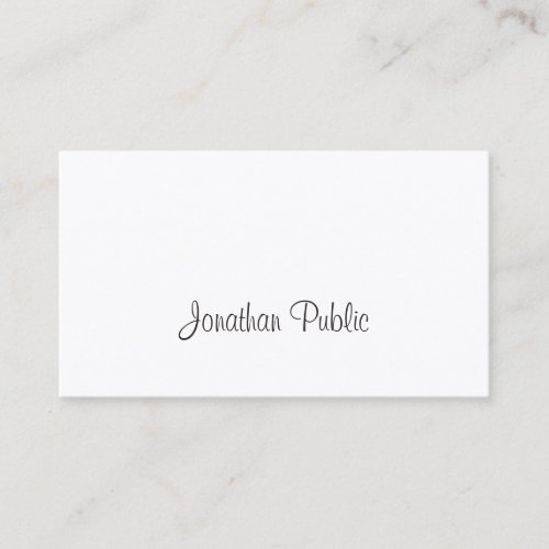 Elegant Freehand Script Modern Simple Trendy Plain Business Card