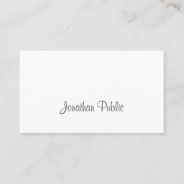 Elegant Freehand Script Modern Simple Trendy Plain Business Card (Front)