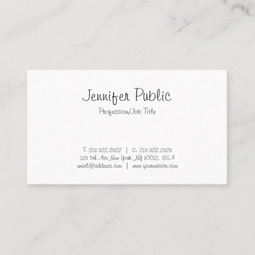 Elegant Freehand Script Simple Trendy Plain Modern Business Card