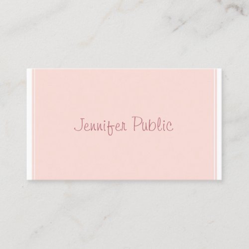 Elegant Freehand Script Sleek Design Pink Plain Business Card