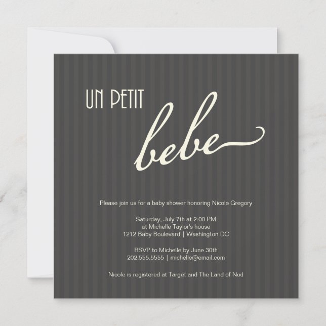 Elegant French Baby Shower Invitation (Front)