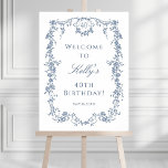 Elegant French Blue 40th Birthday Party Welcome Foam Board<br><div class="desc">Classic French blue floral frame birthday party welcome foam board for any age. For more advanced customization of this design,  please click the DESIGN TOOL BUTTON above!  Matching items are also available.</div>