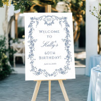 Elegant French Blue 60th Birthday Party Welcome