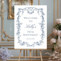 Elegant French Blue 70th Birthday Party Welcome