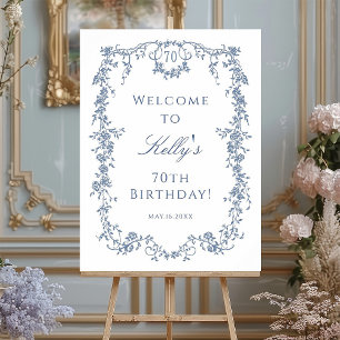 Elegant French Blue 70th Birthday Party Welcome Foam Board