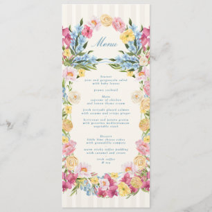 Elegant French Blue Floral Spring Wedding Menu