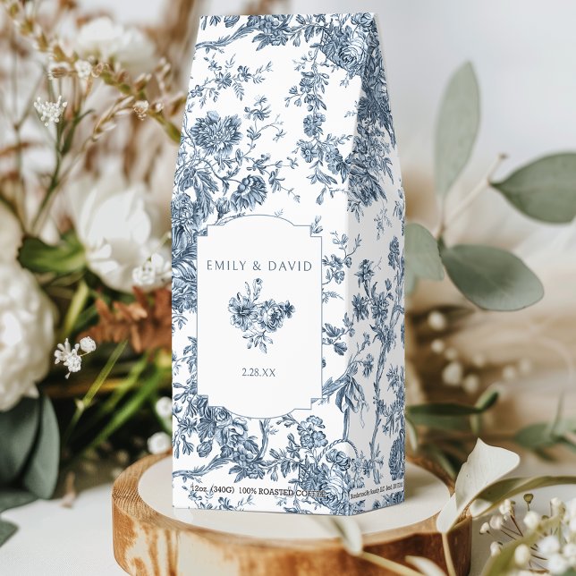 Elegant French Blue Floral Toile Coffee Bag (Creator Uploaded)